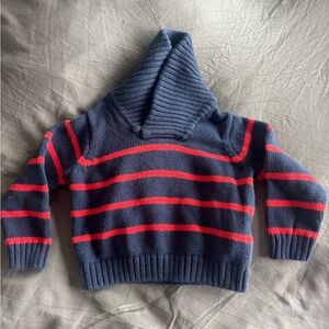 Janie and Jack Navy Shawl Sweater with Red stripes